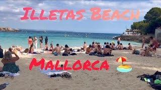 Illetas Beach 🏖️ Palma de Mallorca Spain 🇪🇸 Beach walk 🚶‍♀️ June 2024 beachmallorcamajorca [upl. by Warfore]