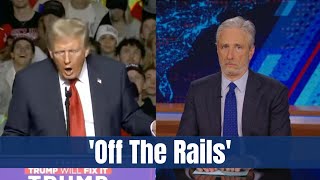 Jon Stewart Stunned Rolls Back Clip of Trump’s XRated Microphone Motion [upl. by Llewkcor156]