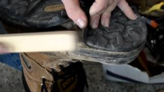 Shoe repair workboot glue using Barge Cement [upl. by Hoagland]