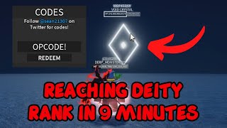 I Reached DEITY RANK in 9 MINUTES  New CODE  A Heros Destiny [upl. by Nylinnej]