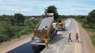 Amazing Double bituminous surface treatment pavement Technique DBST [upl. by Asssilem]