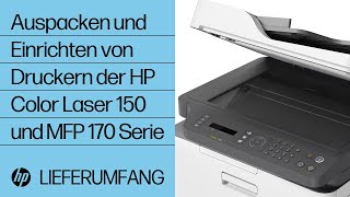 Auspacken und Einrichten von Druckern der HP Color Laser 150 und MFP 170 Serie  HP Laser  HP [upl. by Ttam894]