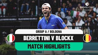 Matteo Berrettini v Alexander Blockx Highlights  Italy v Belgium Davis Cup 2024 Finals Group Stage [upl. by Dyrrej621]