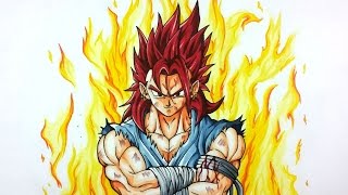 Drawing NEW created SAIYAN as SUPER SAIYAN GOD  BANASES  TolgArt [upl. by Yatnahc117]