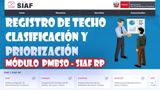 Registro del Techo Presupuestal en la Fase Clasificación y Priorización Módulo PMBSO  SIAF RP [upl. by Bumgardner]