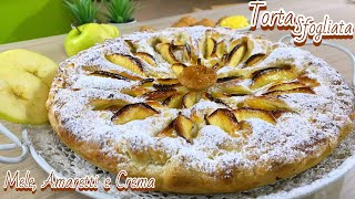 TORTA SFOGLIATA MELE AMARETTI CREMA ricetta velocissima PUFF PASTRY APPLE CAKE  Tutti a Tavola [upl. by Yborian]