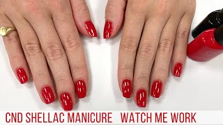 Full Salon Manicure wCND Shellac First Love RelaxingMusicWatch Me Work [upl. by Aicirtac]