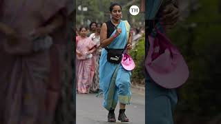 Hyderabad women run in sarees and sneakers [upl. by Nihahs]