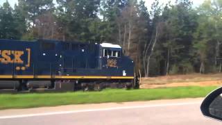 Pacing CSXT 966 at 50mph on jointed rail [upl. by Macleod779]