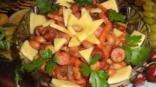 Теплый салат с фасолью и охотничьими колбасками [upl. by Velda215]