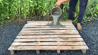 Cement and pallet wood ideas  Great way to make unique and easy flower pots from recycled wood [upl. by Atahs]