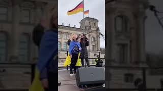 Outside the German 🇩🇪 Bundestag a Ukrainian 🇺🇦 child calls for the genocide of Russians 🇷🇺 [upl. by Gnolb]