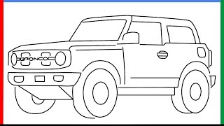 How to draw Ford Bronco step by step for beginners [upl. by Yalhsa]