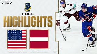 USA vs Latvia FULL HIGHLIGHTS  2024 World Junior Championship quarterfinal [upl. by Annice]