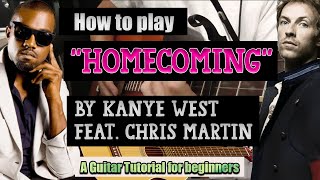 How to play Kanye West  quotHomecomingquot Guitar Tutorial 5 EASY CHORDS [upl. by Isaiah826]