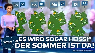 WETTER Bis zu 30 Grad am Samstag und Sonntag  nach kurzem Regen strahlt der Frühsommer [upl. by Enelrak]