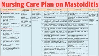 NCP  75 Nursing Care Plan on MastoiditisENT Disorders [upl. by Keelby124]