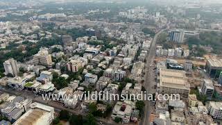 Vadodara city daytime aerial view Baroda in Gujarat now a crowded concretized city but well planned [upl. by Nodearb]