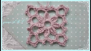 Crochet Lace Flower Square Motif for blanket very easy ➡1 [upl. by Osrick201]