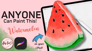 BEGINNER FRIENDLY Easy and Fast Watercolor Watermelon in Procreate Step by Step [upl. by Pasco]