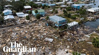 Drone footage shows the devastating aftermath of Hurricane Helene [upl. by Aemat]