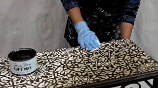 How to Antique Wood Furniture with Stencils amp Annie Sloan Dark Wax the DIY Easy Way [upl. by Bechler]