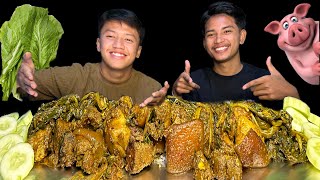 Pork with Mustard Greens🐷🥬Mukbang  Weather cga Oak ka hanggam gagi Khuhaocdi😁❤️ [upl. by Atterahs64]