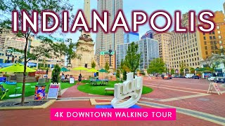 Downtown Indianapolis Indiana 🇺🇸  4K  Virtual Walking Tour [upl. by Laing]