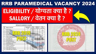 RRB Paramedical Vacancy 2024  Eligibility  Post  Sallory rrbparamedical [upl. by Neladgam]