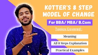 Hindi Kotters 8 Step Change Management Model  For BBAMBA  Explained with Examples [upl. by Drofla]