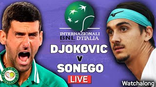 DJOKOVIC vs SONEGO  ATP Rome Masters 2021 Semi Final  LIVE GTL Tennis Watchalong [upl. by Nnylear]