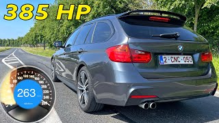 385HP BMW 335d F31  100200 ACCELERATION amp 263KMH AUTOBAHN POV [upl. by Grimbal]