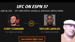 Cody Stamann vs Taylor Lapilus Prediction and Bet UFC on ESPN 57 Cannonier vs Imavov [upl. by Zeculon]