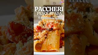 Paccheri con PESCE SPADA e melanzane fritte RICETTA FACILE per un primo a base di pesce ricette [upl. by Anitsrhc]