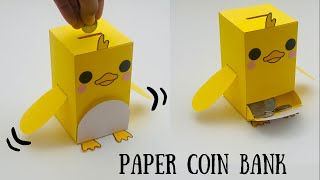 DIY MOVING PAPER COIN BANK  Paper Piggy Bank  Paper Craft  Easy craft ideas  Paper Craft New [upl. by Yvor460]