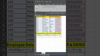 Excel Ninja Moves Mastering FILTER amp DATE for Employee Data excel excelfunction shorts [upl. by Chuu885]