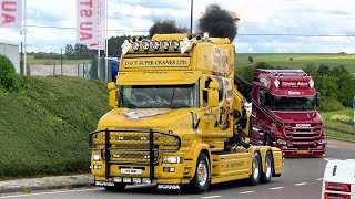 Truckshow Ciney 2024 Part 1 with Scania V8 open pipes sound  custom semi Trucks [upl. by Nutsud]