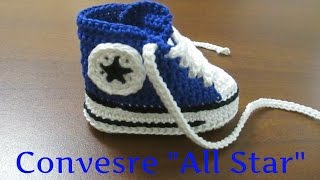 Tutorial Uncinetto  Scarpine bebe  Converse quotAll Starquot 2° Parte Giusy 66 [upl. by Marlon986]