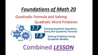 FM 20 7778 Quadradic Formula and Solving Word Problems Lesson [upl. by Uyekawa]