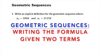 Geometric Sequences Example 2 [upl. by Maisey]