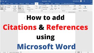 How to add Citations and References using Microsoft Word  Adding Citation and References by MS word [upl. by Aldin]