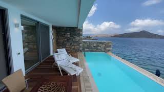 Crete Elounda Beach Hotel amp Villas  Premium Waterfront Junior Suite with Private Pool  room tour [upl. by Aggappora]