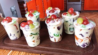 Postre navideño con 4 ingredientes GELATINA CON CREMA ensalada frutal de gelatina [upl. by Chally]