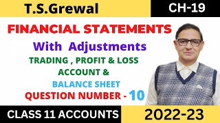 FINANCIAL STATEMENTS WITH ADJUSTMENTS Chapter19 TSgrewal Solution Questionno10 Class11 [upl. by Eeram]