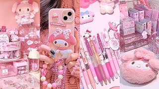 pink cute stationery organization  Sanrio stationery haul ASMR [upl. by Aihsia]