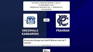 Greenvale Kangaroos WP2 v Prahran 2nds [upl. by Merta]