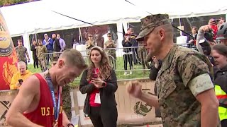 Winners of Marine Corps Marathon cross the finish line  NBC4 Washington [upl. by Enatan]