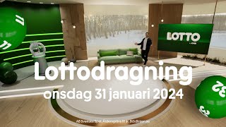 Lotto onsdag 31 januari 2024  Lottodragningen [upl. by Yarehs716]