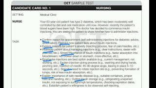 oet speaking insulin injections injecting self administration oet practice [upl. by Giffard]