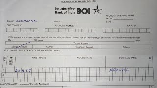 Bank Of India Account Opening Form Fill UP 2024 [upl. by Norac888]